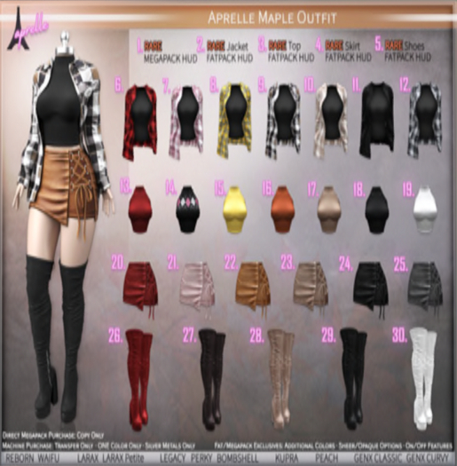 1. aprelle maple outfit MEGAPACK HUD RARE