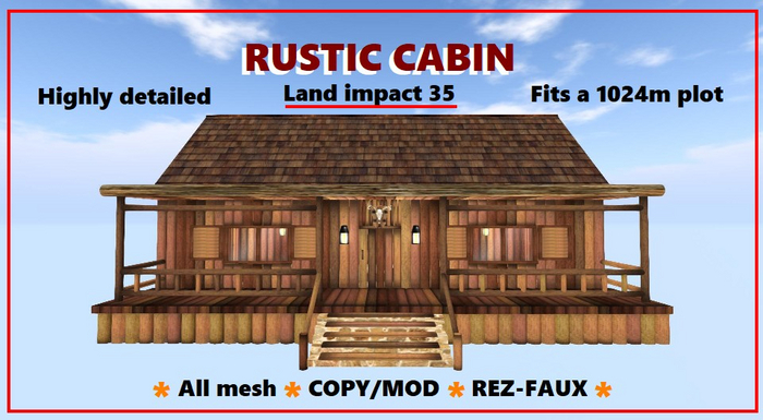 WW. Rez-Faux Rustic Cabin 35Li  (Boxed) Low prim house.