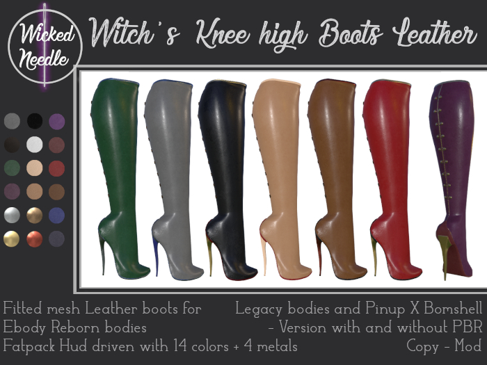 ~W-N~ Witch's knees high boots Leather + PBR