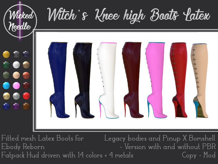 ~W-N~ Witch's Knees high Boots Latex + PBR