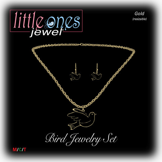 Little Ones Couture: Bird Jewelry Set - Gold