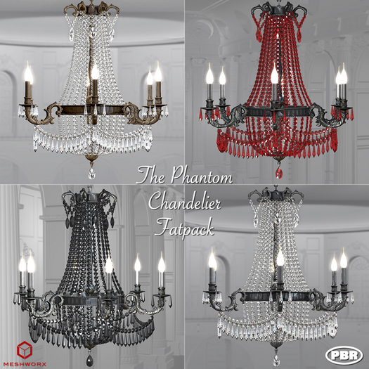 MESHWORX~Phantom Chandelier FATPACK 4 Crystal Chandeliers PBR