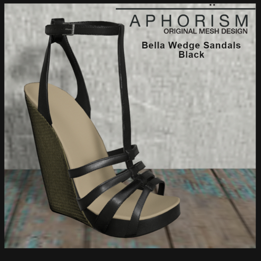 !APHORISM! Bella Wedge Sandals - Black