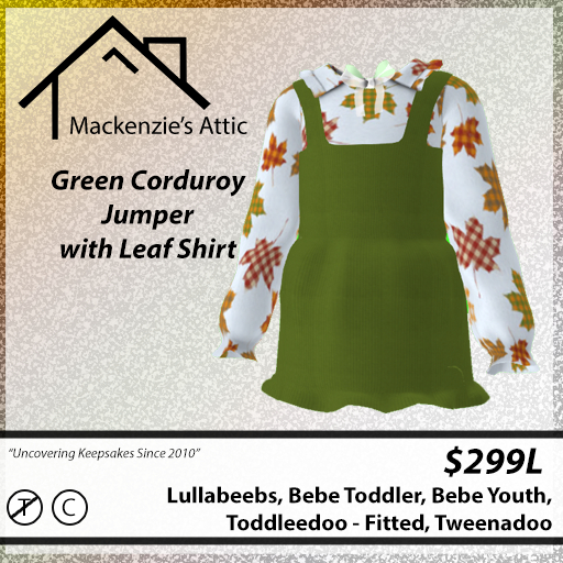 [M.A.] Green Corduroy Jumper with Leaf Shirt