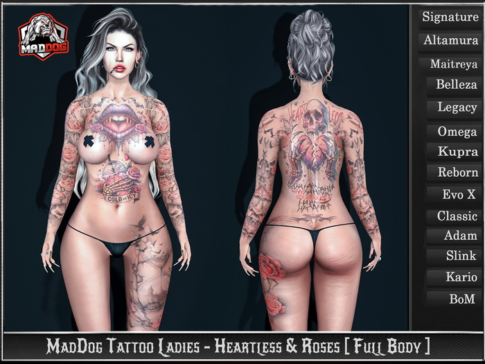 MadDog Tattoo Ladies - Heartless & Roses [ Full Body ]