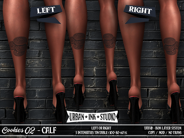 ..:UIS:.. Calf Tattoo - Cookies 02 BW