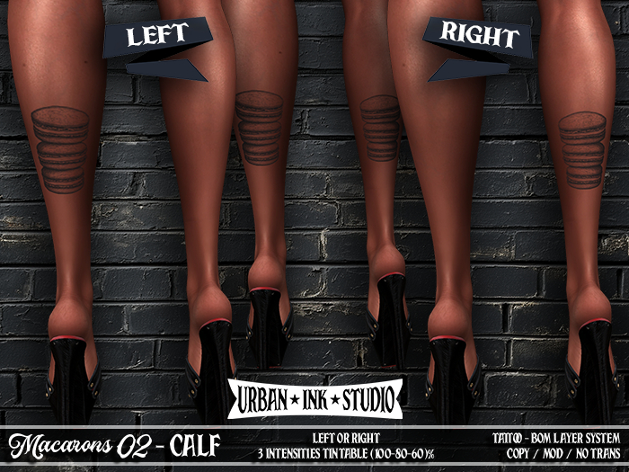..:UIS:.. Calf Tattoo - Macarons 02 BW