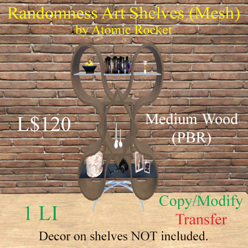 Randomness Art Shelves (Mesh) - Medium Wood PBR