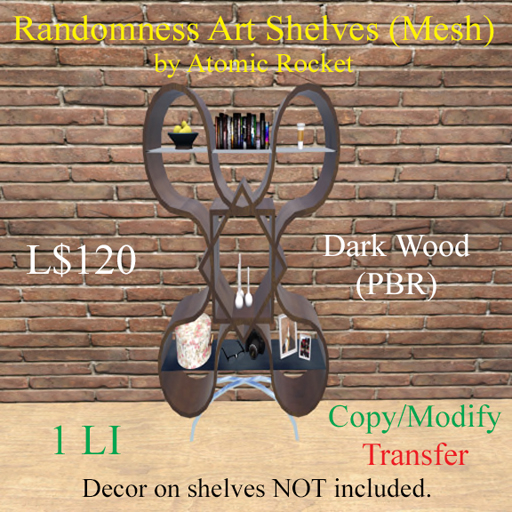 Randomness Art Shelves (Mesh) - Dark Wood PBR