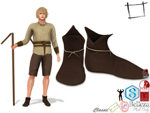 WC1751 Medieval Villager Peasant Flat Leather Shoes
