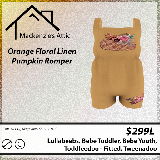 [M.A.] Orange Floral Linen Pumpkin Rompers