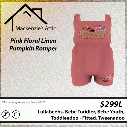 [M.A.] Pink Floral Linen Pumpkin Rompers