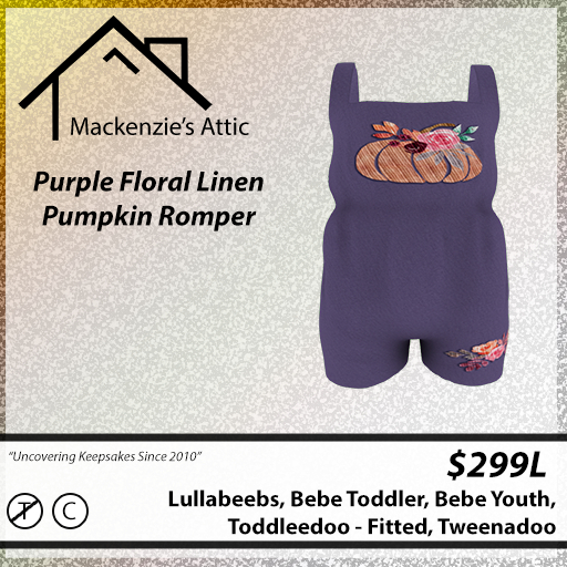 [M.A.] Purple Floral Linen Pumpkin Rompers