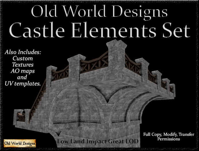 Old World Designs Full Perm Castle Elements Set Balconies walkways overhangs railings fence and more