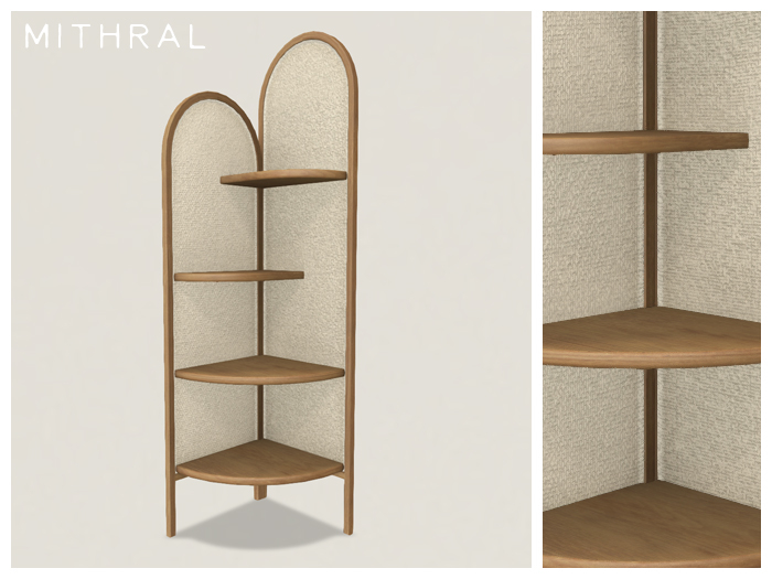 Mithral * Nara Corner Shelf (Medium Wood 2)