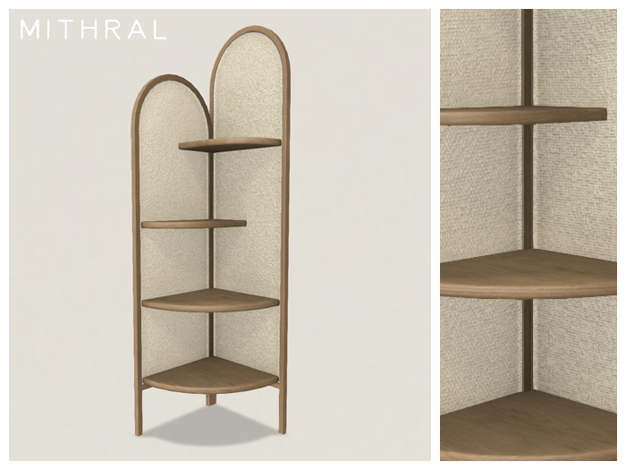 Mithral * Nara Corner Shelf (Medium Wood 1)