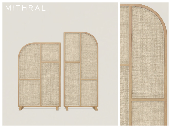 Mithral * Fabric + Wood Partition Duo (Light Wood 2)