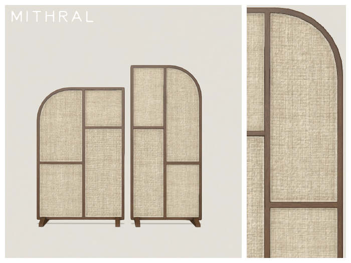 Mithral * Fabric + Wood Partition Duo (Dark Wood 2)