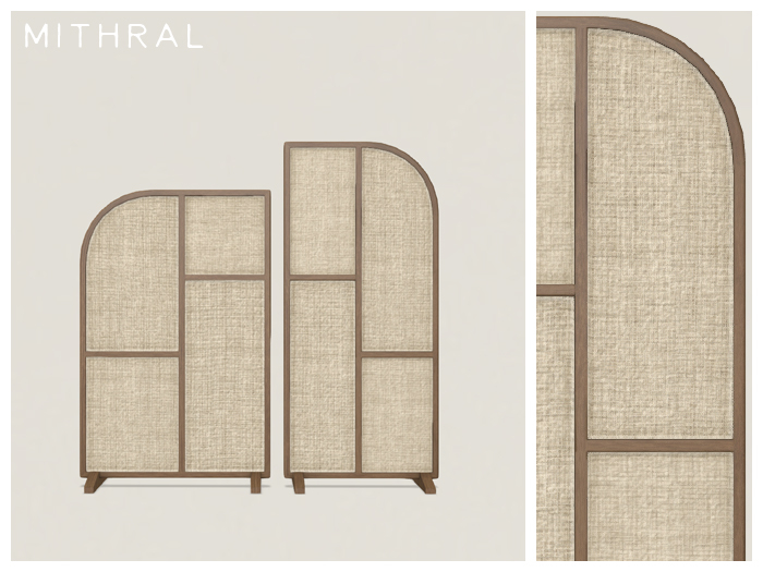 Mithral * Fabric + Wood Partition Duo (Dark Wood 1)