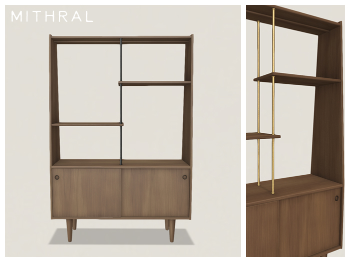 Mithral * Odense Cabinet + Shelves (Dark Woods)