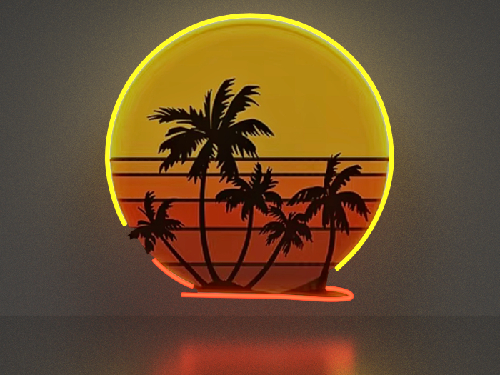 Sunset and palm NEON Picture Full Permission