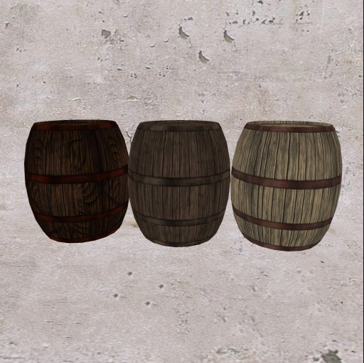 Barrels KlAymee  - Set of 3 - mesh, 1 Prim (Boxed)