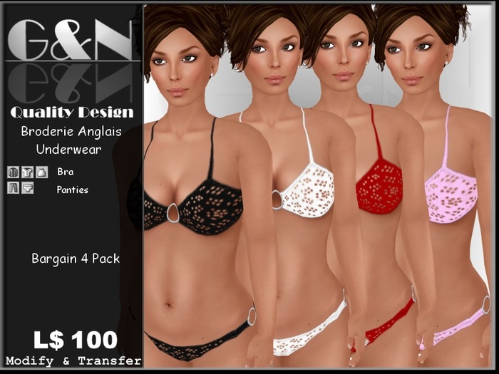 G&N Quality Design Broderie Anglais Underwear Set