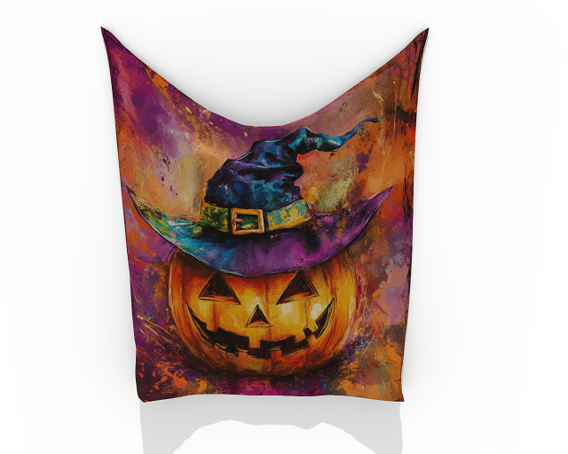 Halloween Tapestry Pumpkin Witch ~ One of a Kind Design By Valerie