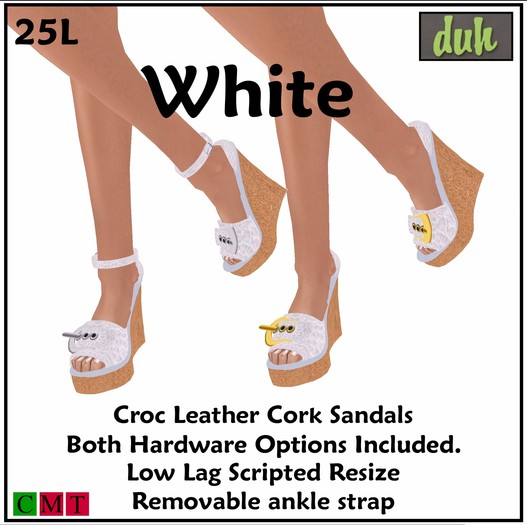 ::Duh!:: White Croc Sandals (Version 2)