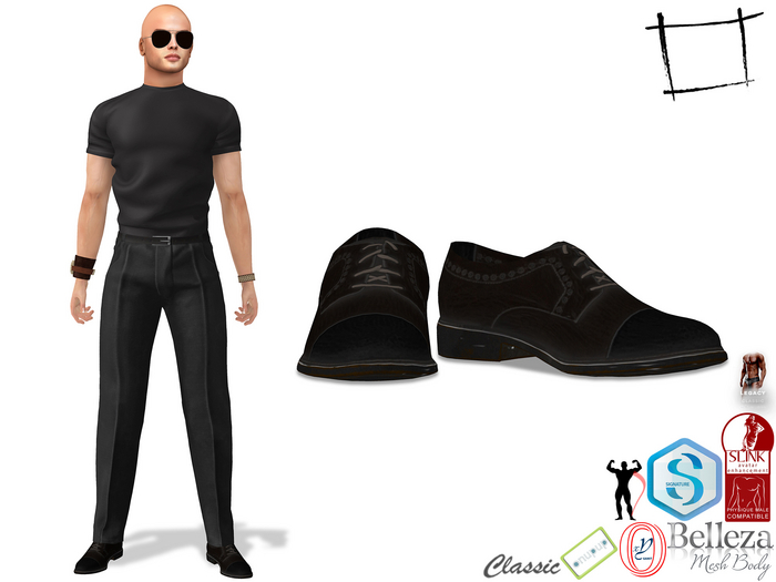 Full Perm Men's Classic Black Shoes Slink Male, Belleza Jake, Signature Gianni, Onupup, Gamit, Adin, Legacy Male