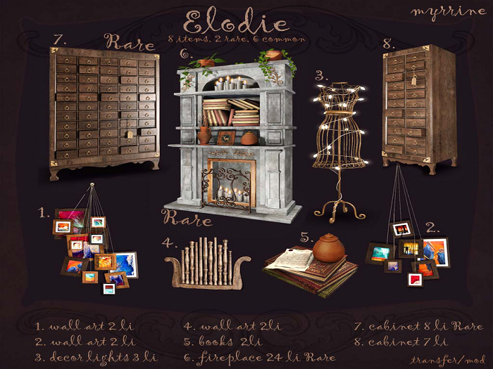 6. Myrrine. Elodie set fireplace RARE