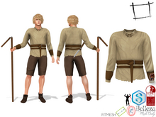 WC1744 Medieval Villager Peasant Fighter Beige Lace Neck Top Wi