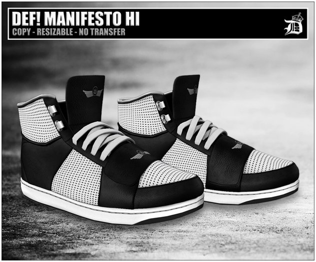 DEF! Unisex Sneakers / Manifesto / Hi / Black & White