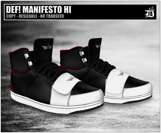 DEF! Unisex Sneakers / Manifesto / Hi / Black White & Red