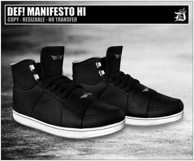DEF! Unisex Sneakers / Manifesto / Hi / Leather / Black