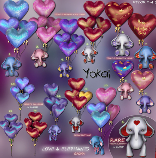 1.YOKAI - Love & Elephants - Teddy Elephant RARE