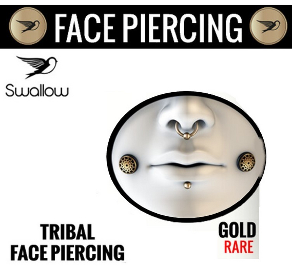 ^^Swallow^^ Tribal Face Piercing Gold RARE