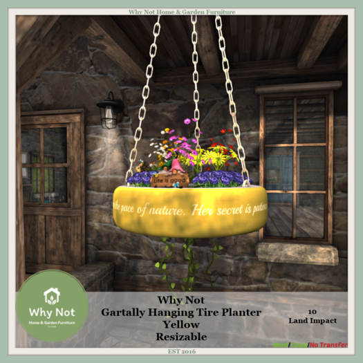 Why Not - Gartally Hanging Tire Planter-Yellow-Boxed