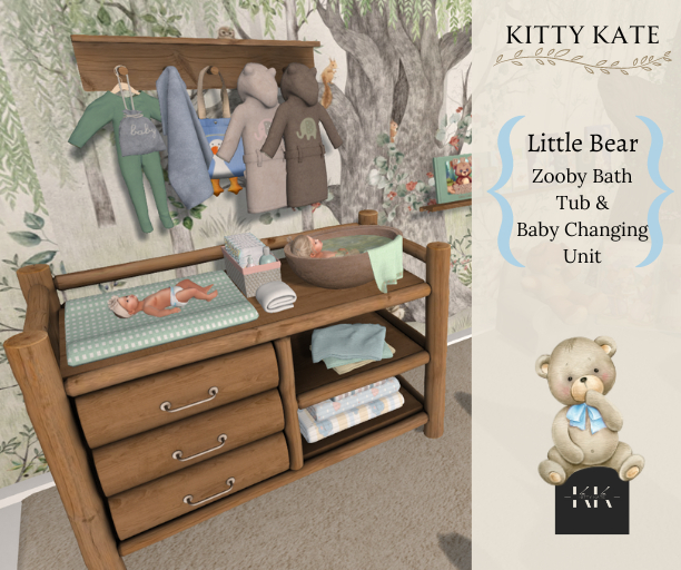 {KK} Zooby Little Bear Changer Set - with zooby tub, changing mat, unit and hanging clothes