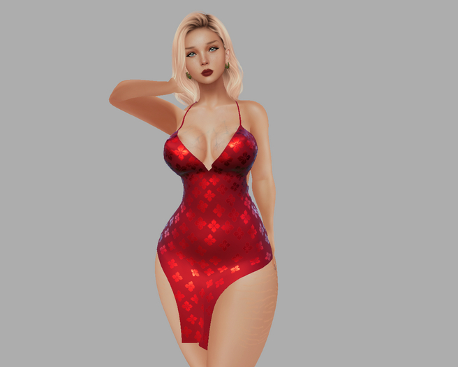 Red Silken Camisk Dress Demo ~ LaraX
