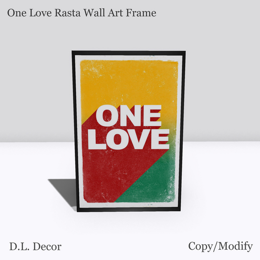 ! D.L. Decor One Love Rasta Vintage Wall Art Frame (Mesh 1Li) Promo Sale