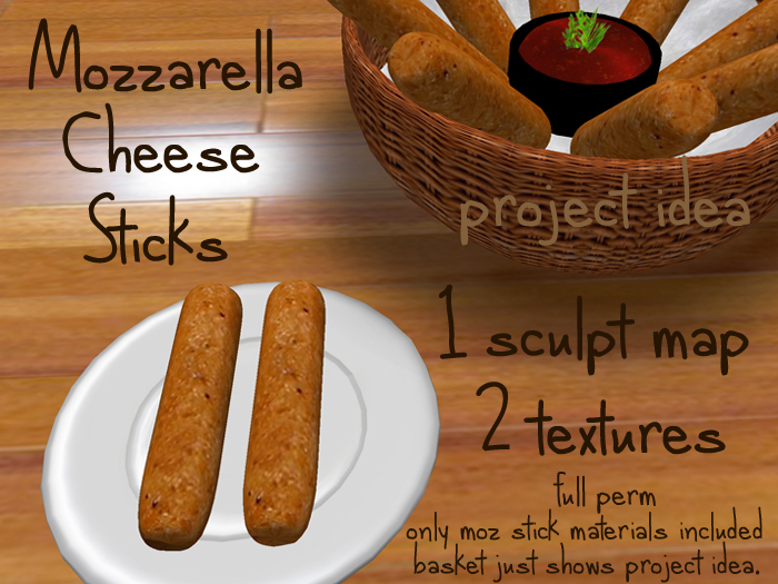 FULL PERM Mozzarella Cheese Stick Sculpt Map & Textures