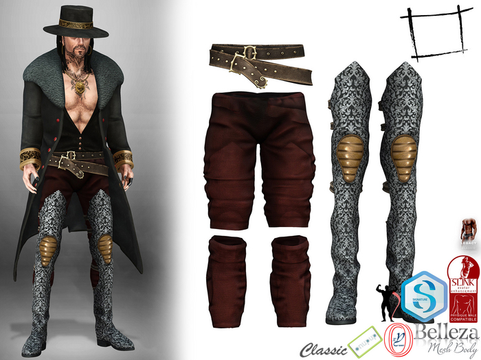 Unusual Flat Concept Boots With Pants and Belt Slink Male,Belleza Jake, Signature Gianni, Ocacin Gamit, Legacy Male