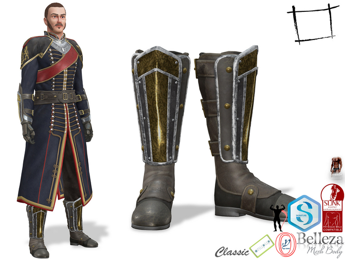 Full Perm Royal Aristocratic Medieval Boots Slink Male, Belleza Jake, Signature Gianni, Legacy Male