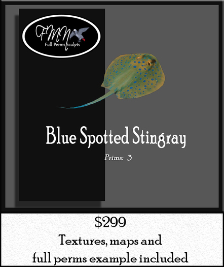 Full Perms Sculpted Blue Spotted Stingray