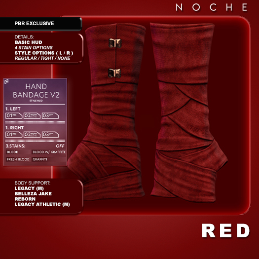 NOCHE. Hand Bandage Red