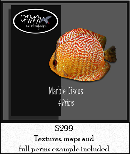 Full Perms Sculpted Marble Discus Fish