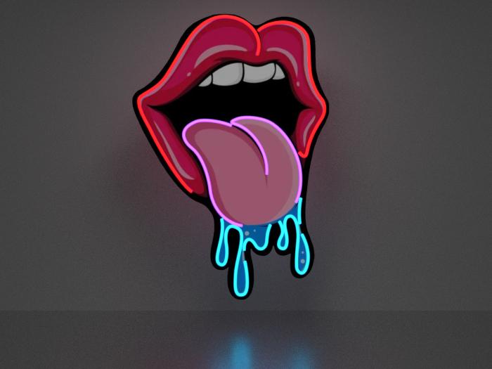 Lips and tongue NEON Picture Full Permission
