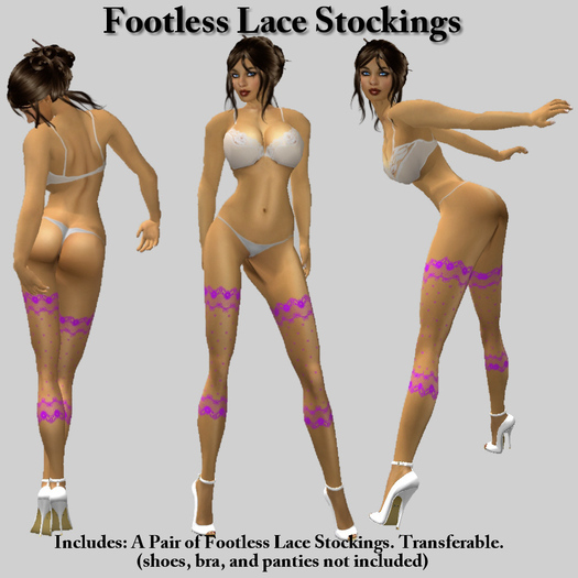 (NYF) - Footless Lace Stockings - Pink