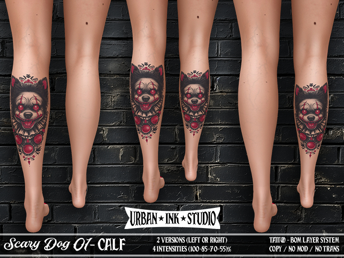 ..:UIS:.. Calf Tattoo - Scary Dog 01